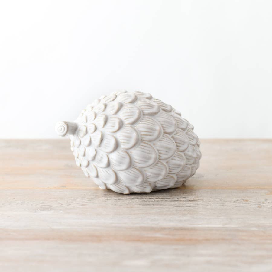 Cream Ceramic Acorn Decoration