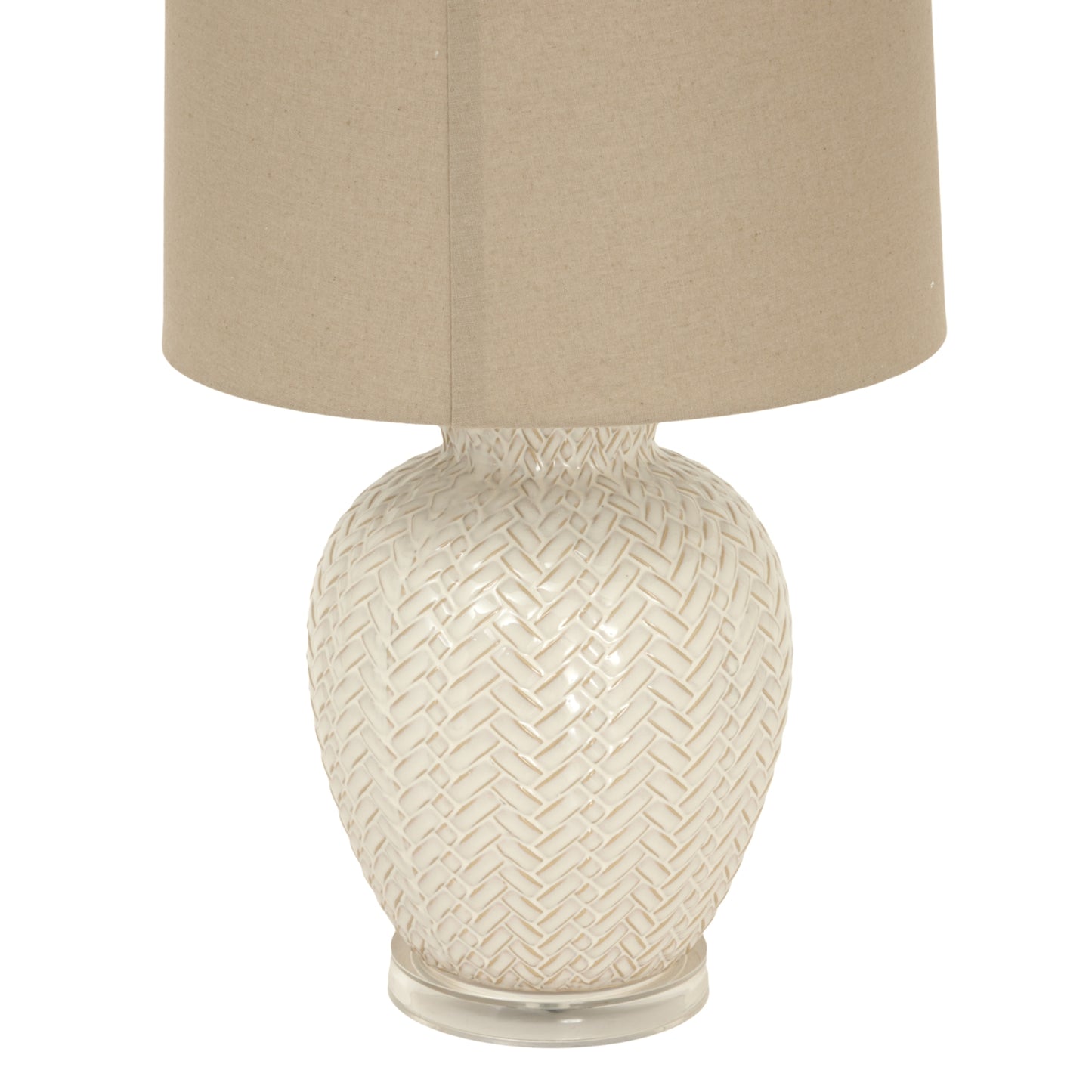 Neutral Twill Weave Ceramic Table Lamp With Linen Shade