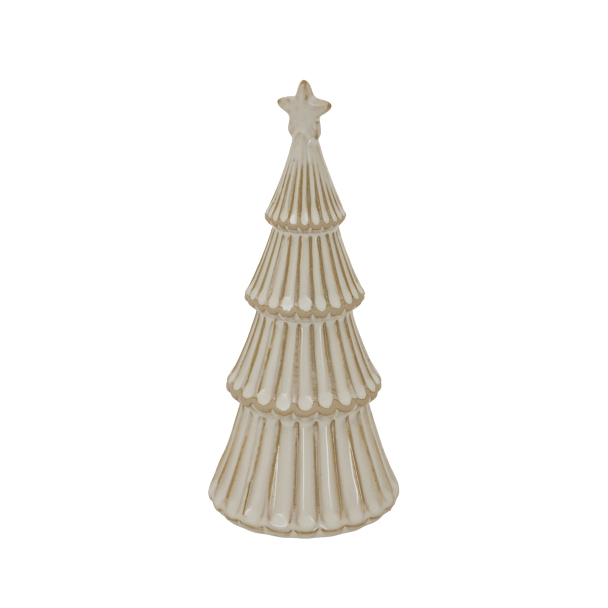 White Ceramic Christmas Tree with Star – Medium