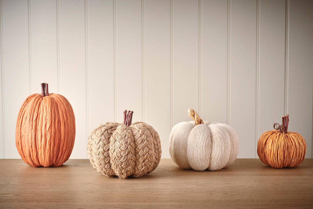 Cream Cotton and Rope Pumpkin