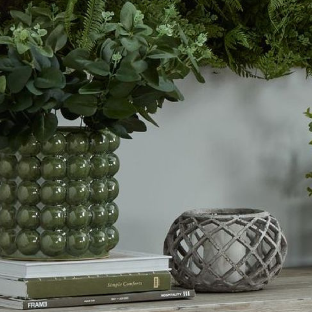 Round Ceramic Lattice Hurricane Lantern