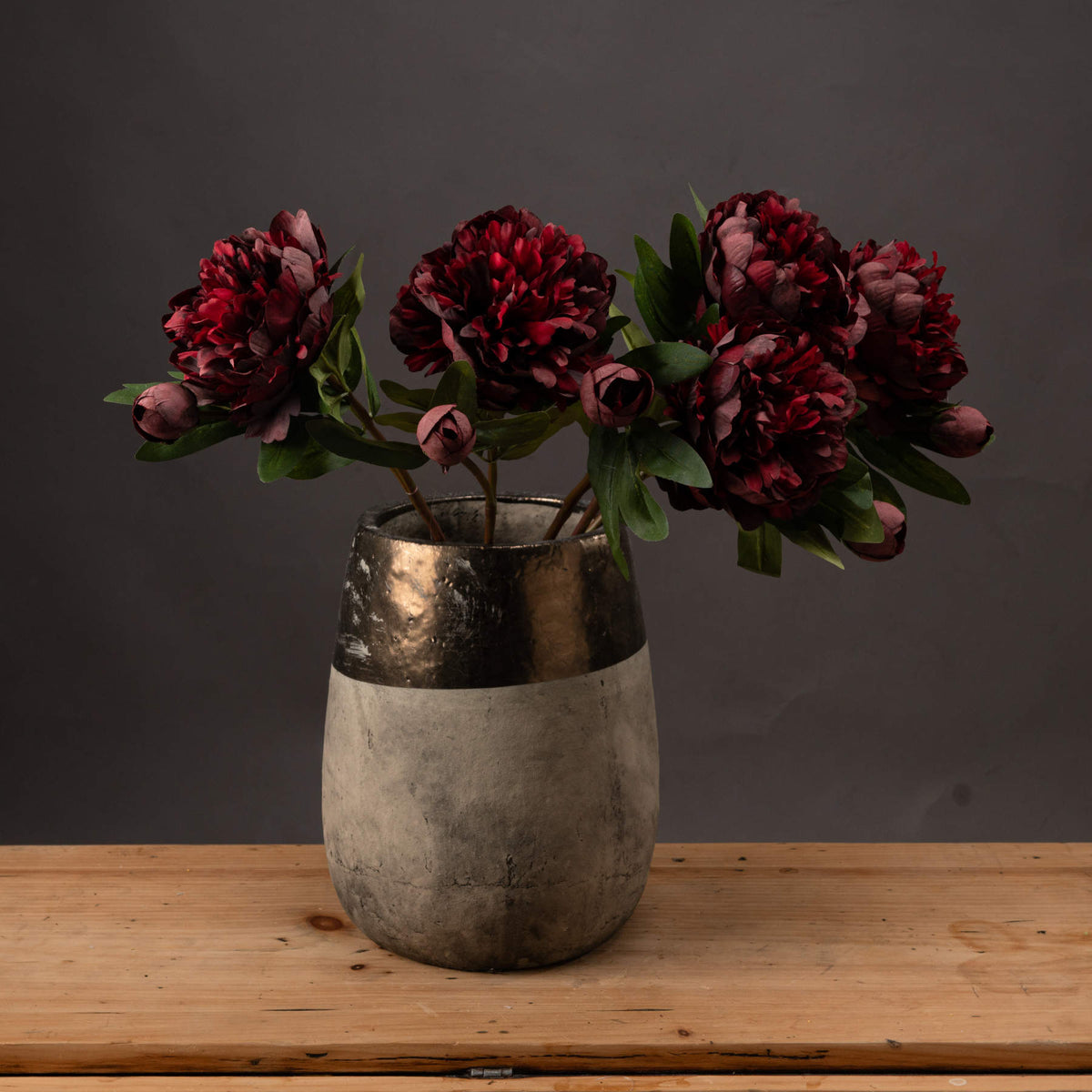Burgundy Peony Rose Stems – Set of 3