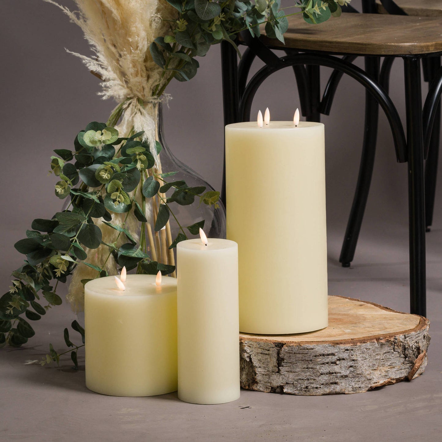 Luxe Collection Natural Glow 3 x 8 LED Cream Wax Candle