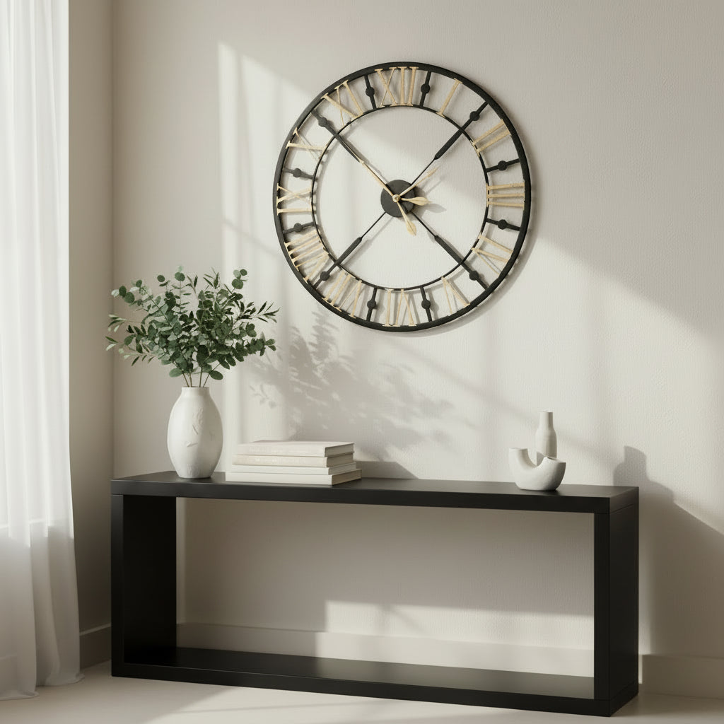 Black And Gold Skeleton Clock