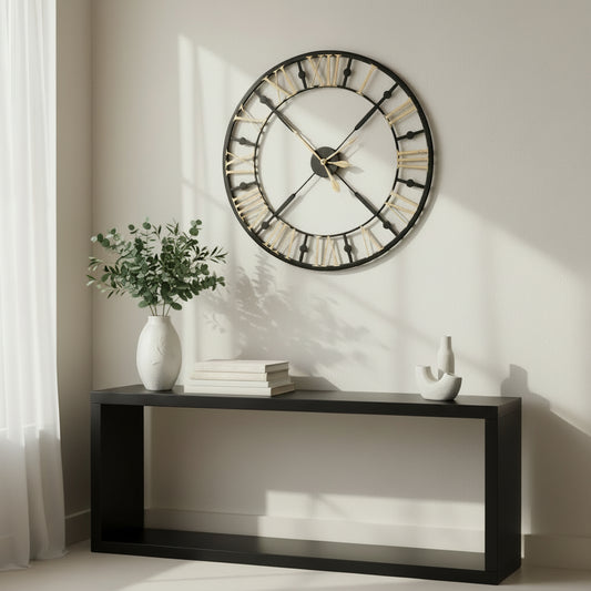 Black And Gold Skeleton Clock