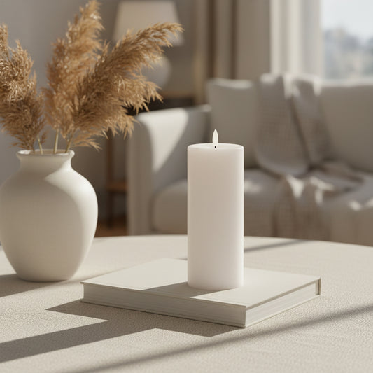 Luxe Collection Natural Glow 3x8 LED White Wax Candle