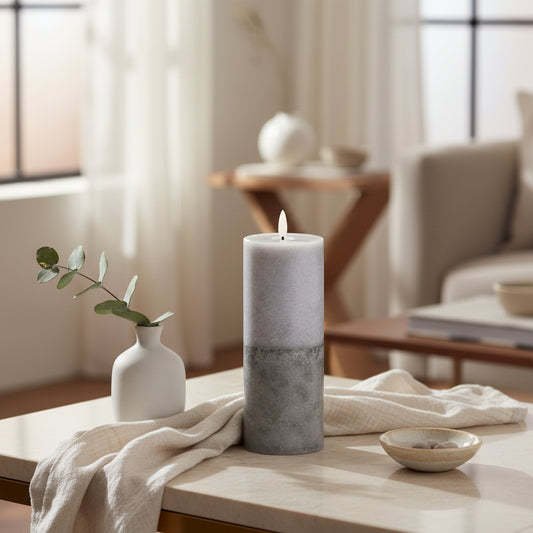 Luxe Collection Natural Glow 3x8 Stone LED Wax Candle