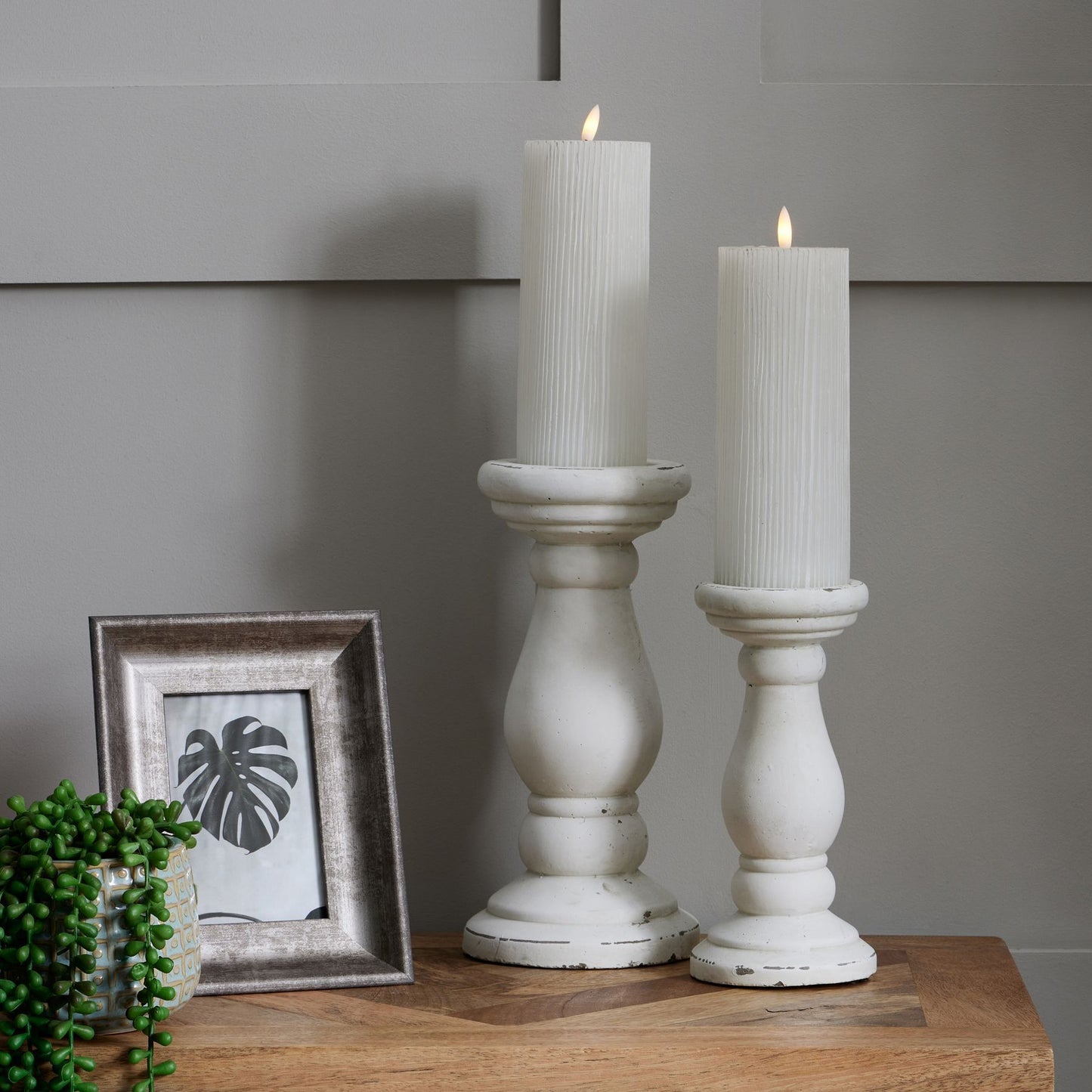 Aveline Matt White Ceramic Candle Holder – Medium