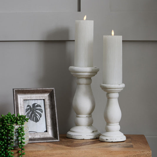 Aveline Matt White Ceramic Candle Holder – Medium