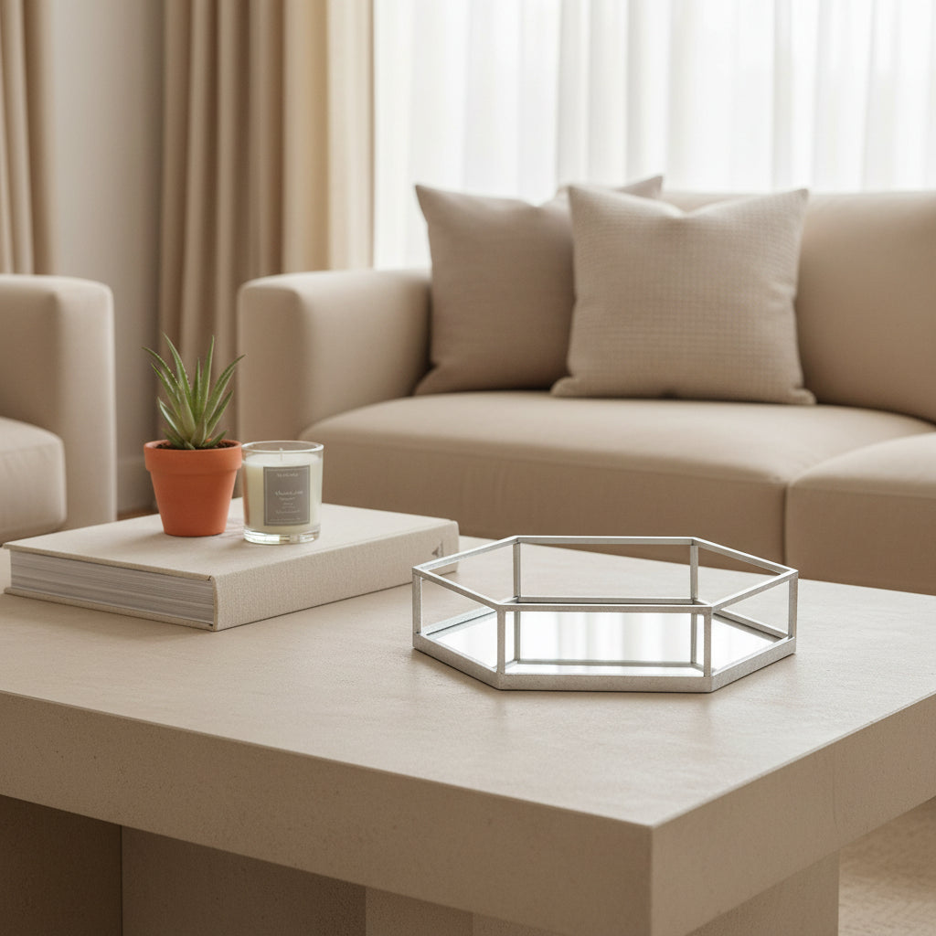 Silver Hexagon Set Of Two Trays
