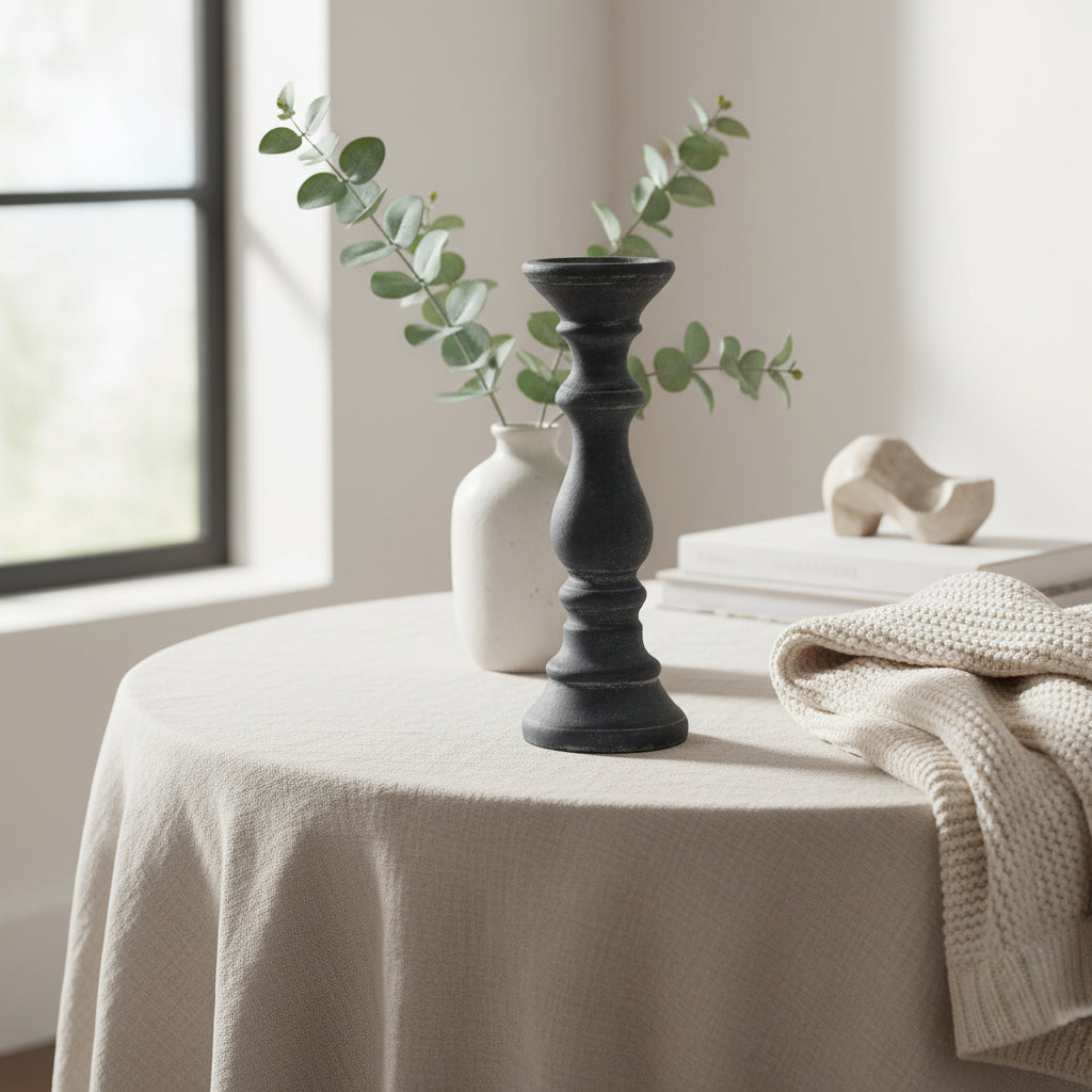 Amalfi Medium Grey Column Candle Holder