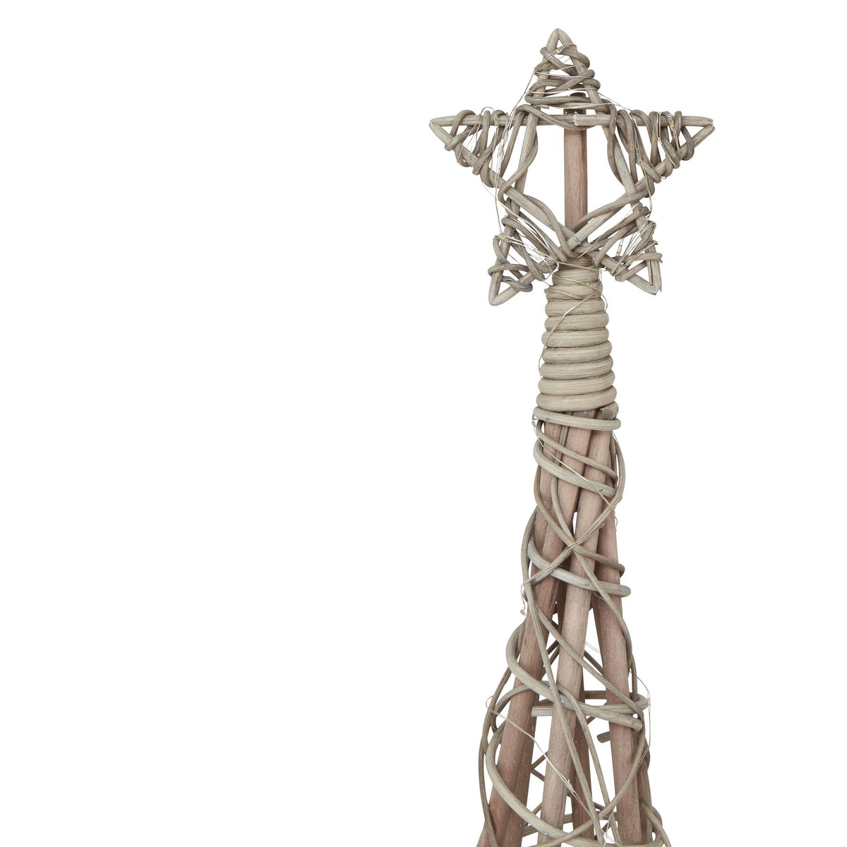 Medium Natural LED Wicker Christmas Tree with Star – 115cm