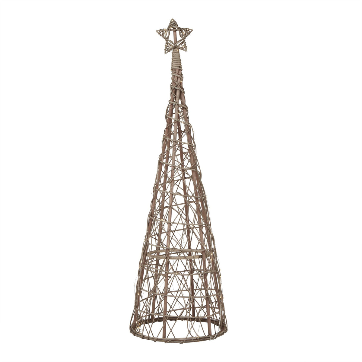 Medium Natural LED Wicker Christmas Tree with Star – 115cm