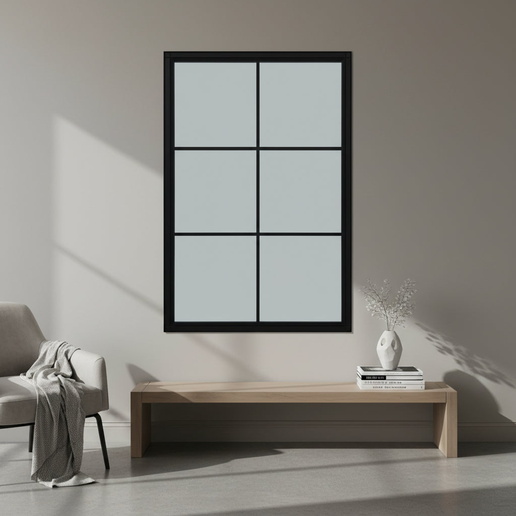 Black Wood XL Window Mirror