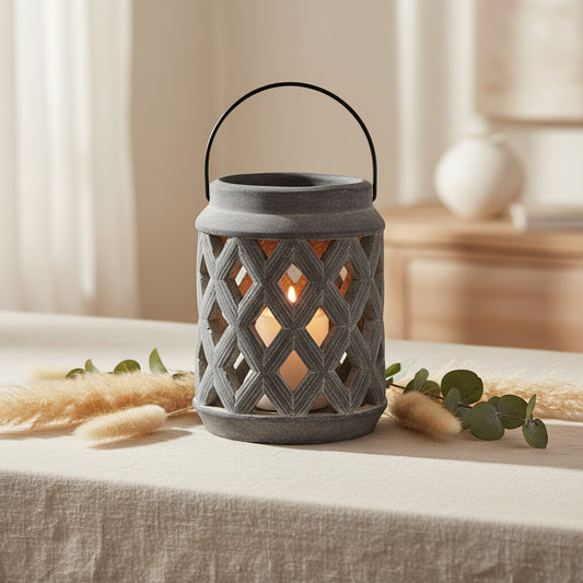 Amalfi Grey Large Lattice Lantern