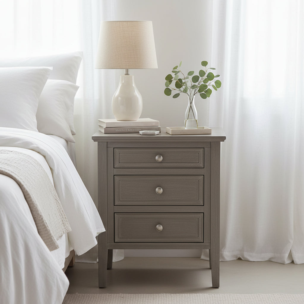 The Serene Collection Three Drawer Bedside Table