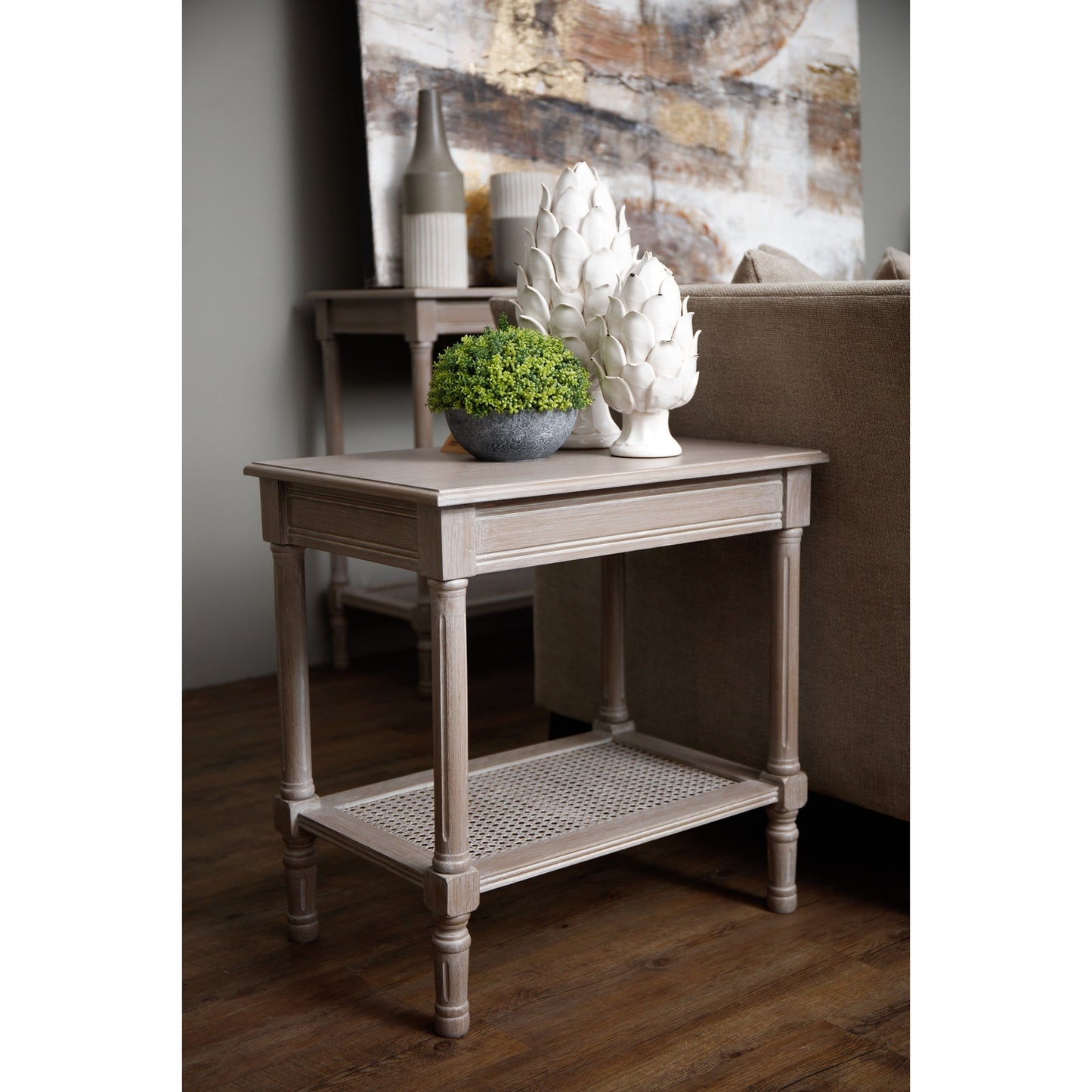 Kensington Noir Side Table with Geometric Shelf