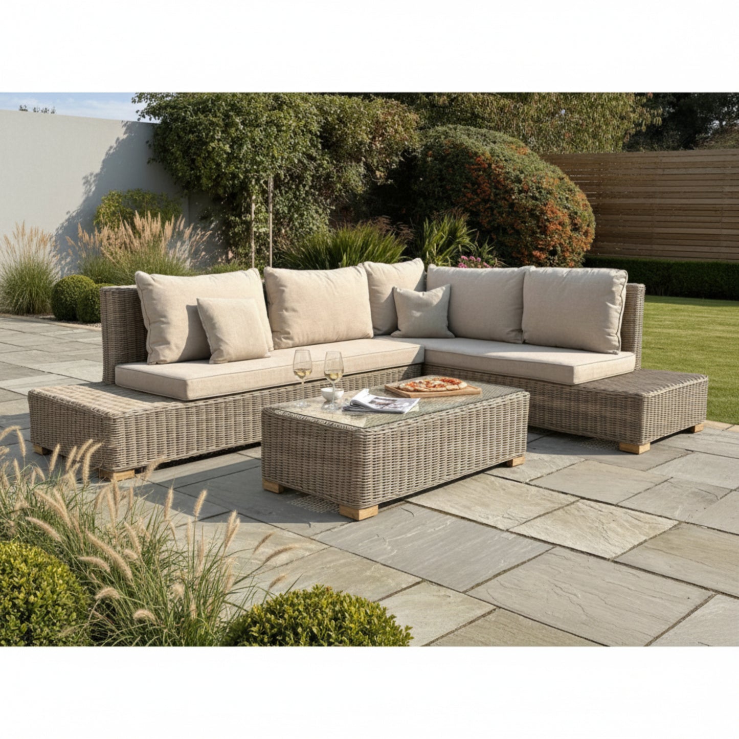 Capri Collection Outdoor Large Corner And Coffee Table Set