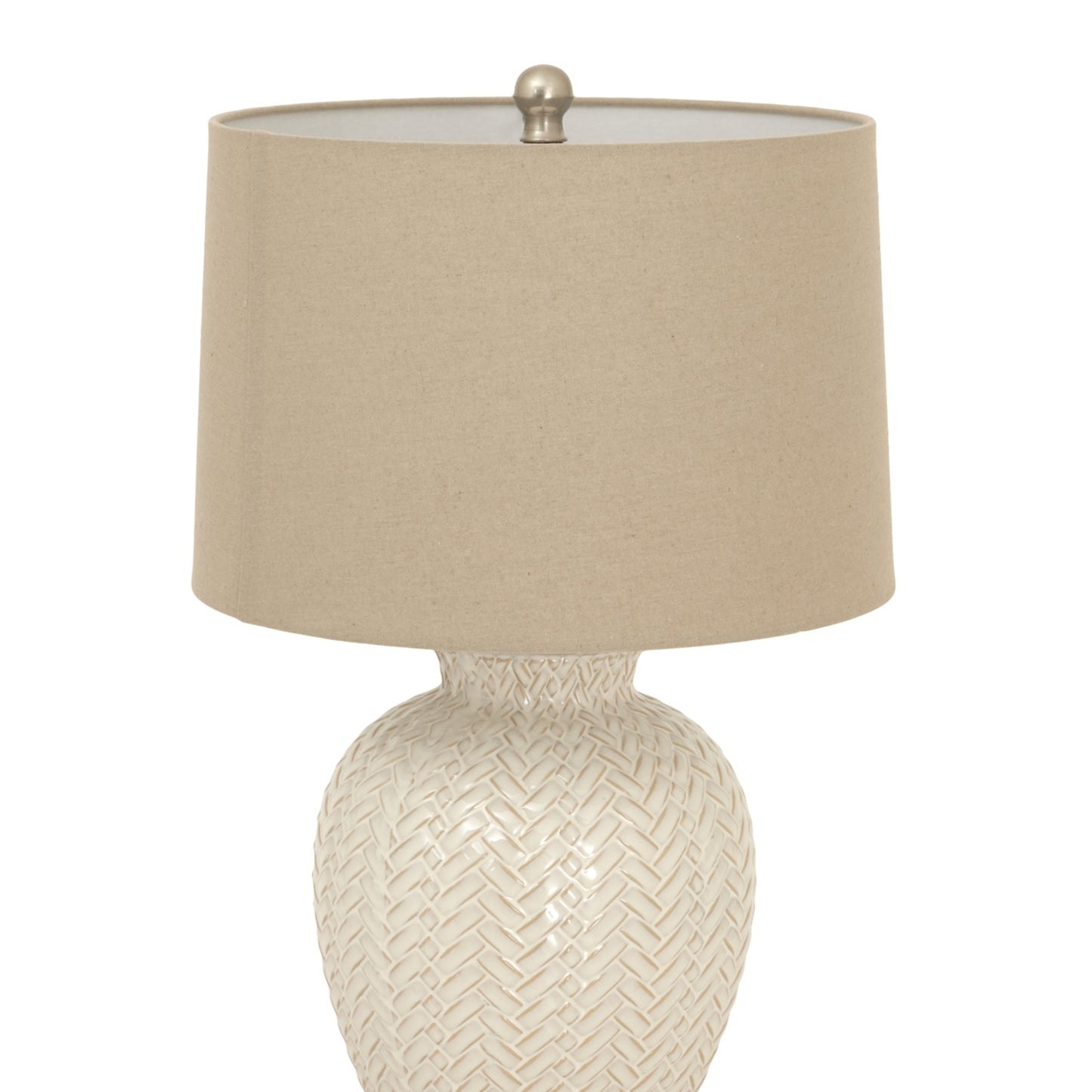 Neutral Twill Weave Ceramic Table Lamp With Linen Shade