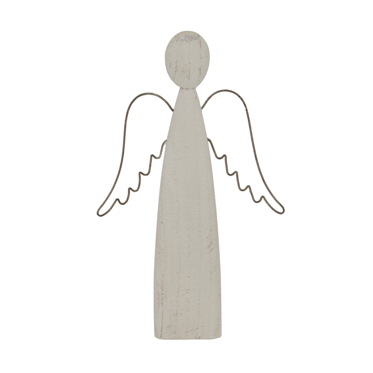 Whitewashed Rustic Standing Angel Decoration