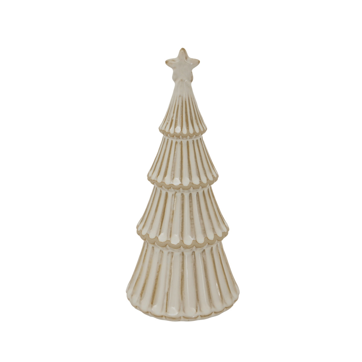 White Ceramic Christmas Tree with Star – Medium