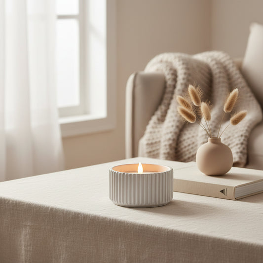 Luxe Collection Natural Glow Chalk Ribbed Small Led Candle