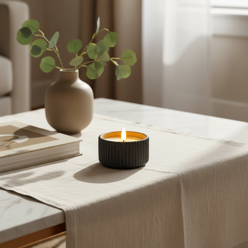 Luxe Collection Natural Glow Ribbed Small Led Candle