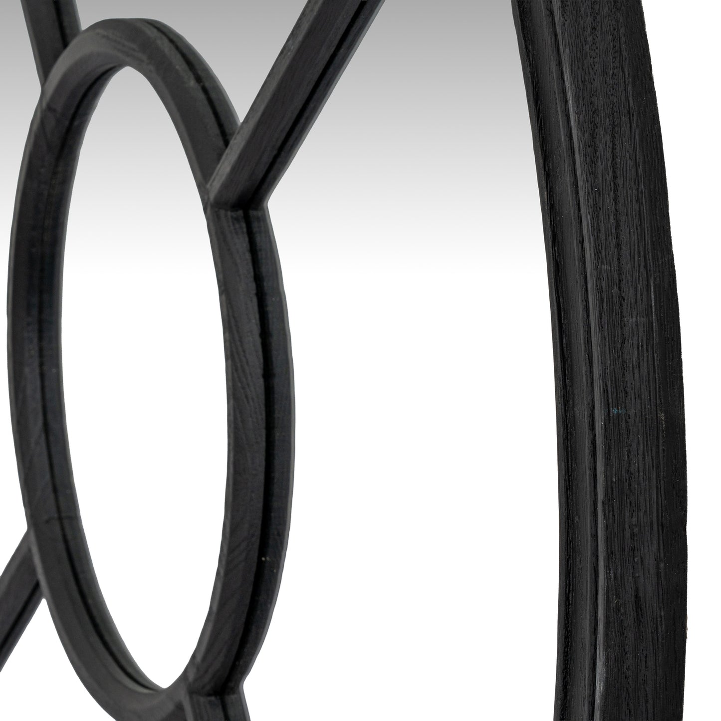 Black Wood Round Window Mirror