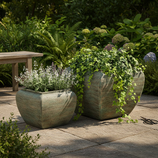 Verdan Square Drum Set Of 2 Planters