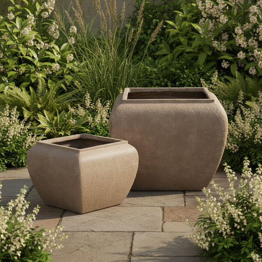 Umber Square Drum Set Of 2 Planters