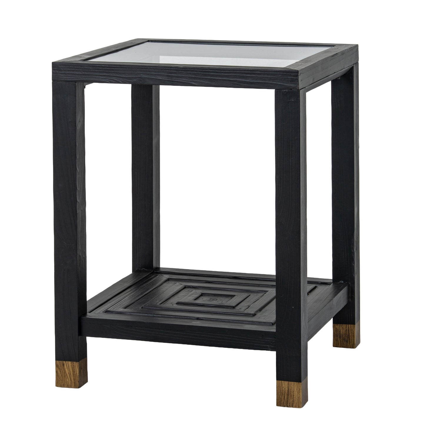 Kensington Noir Side Table with Geometric Shelf