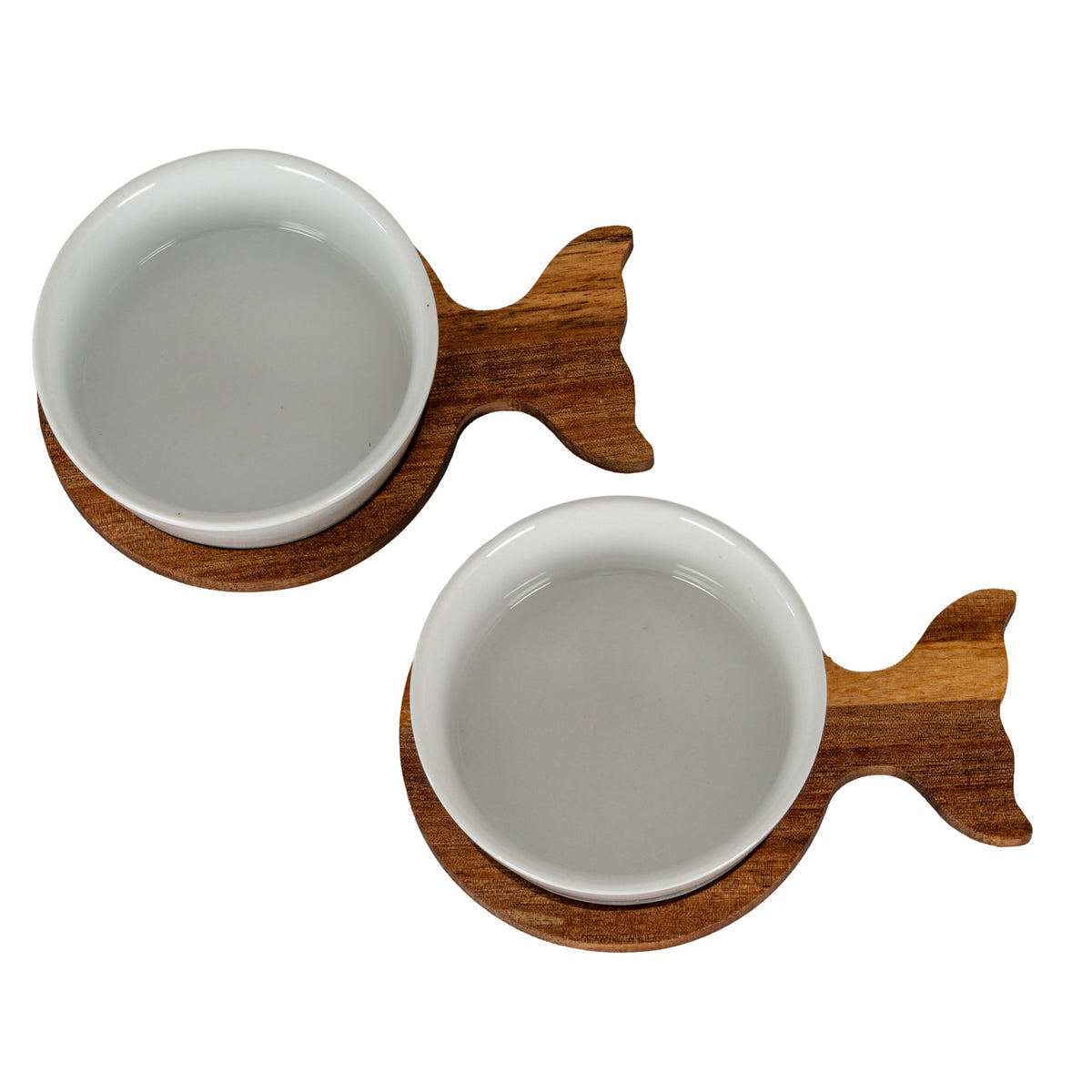 Set of 2 Acacia Fishtail Serving Bowls