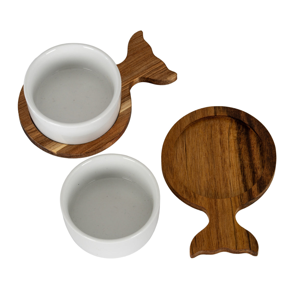 Set of 2 Acacia Fishtail Serving Bowls