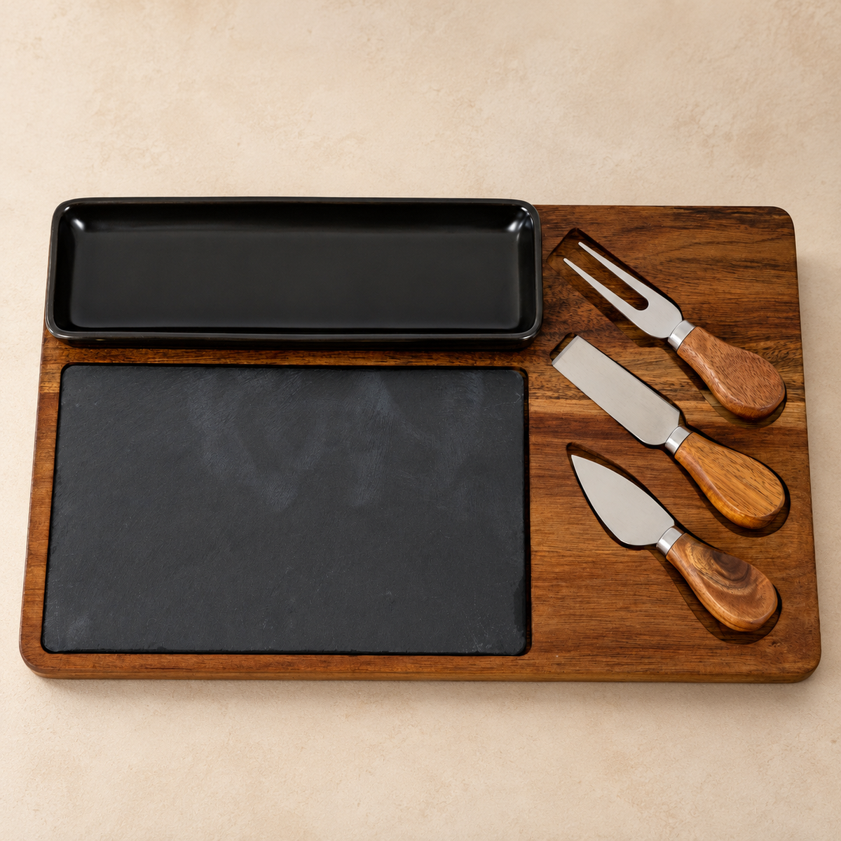 Acacia & Slate Cheese Board Gift Set