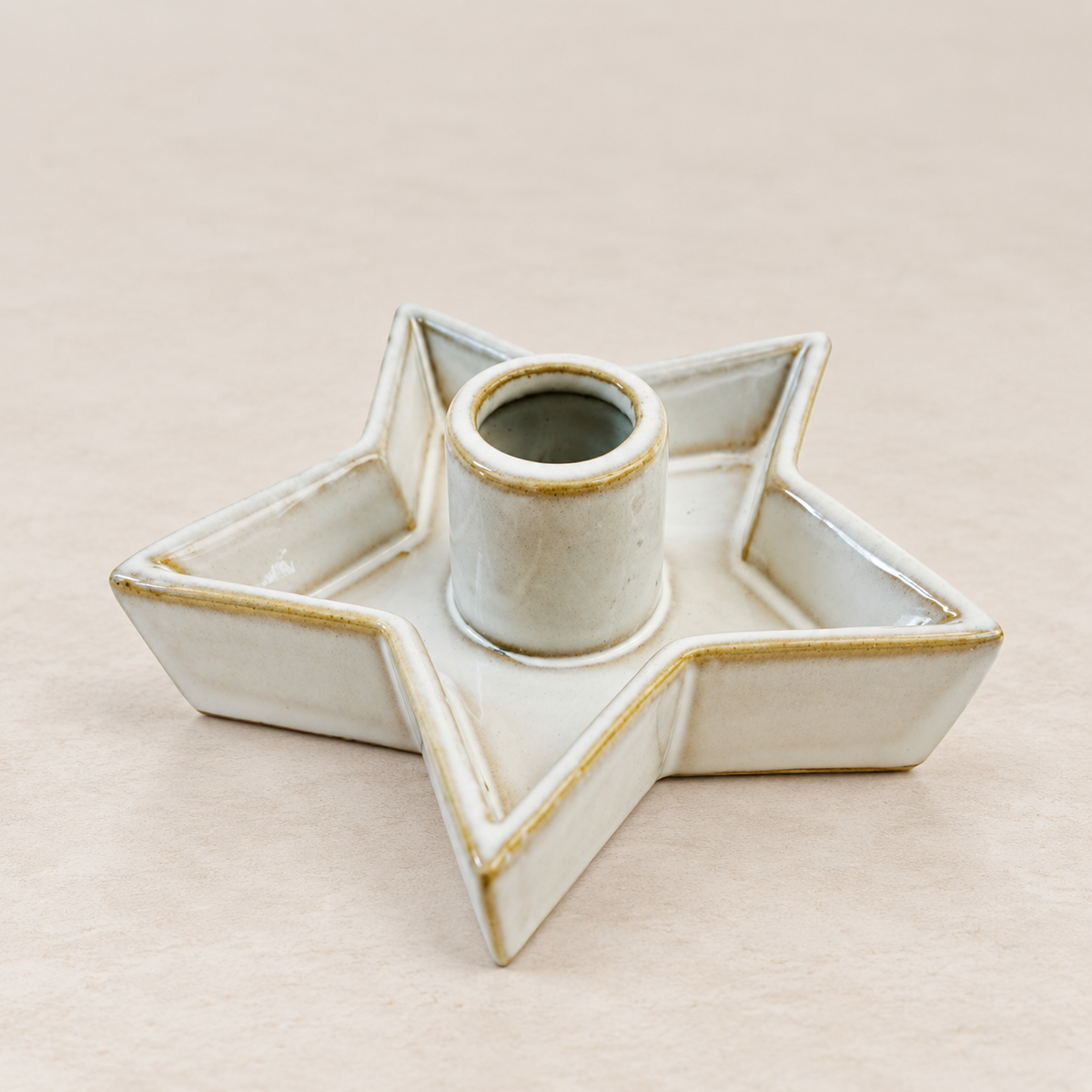 White Ceramic Star Candle Holder