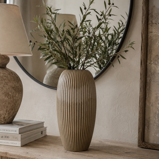 Liora Large Ribbed Ceramic Vase