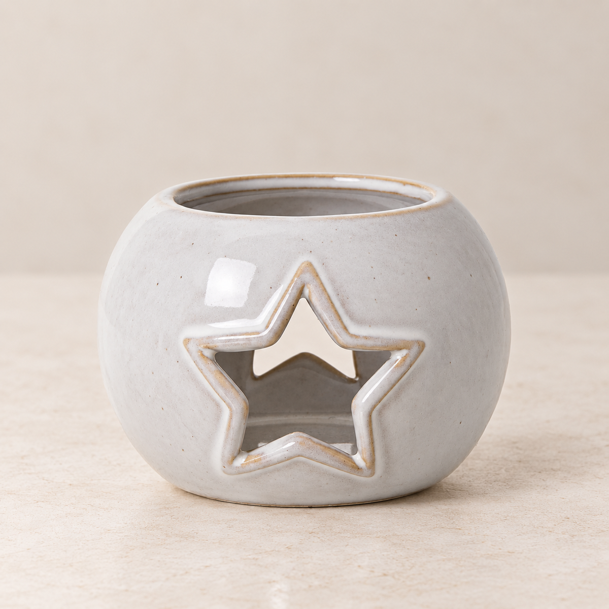 Winter Star Ceramic Tealight Holder