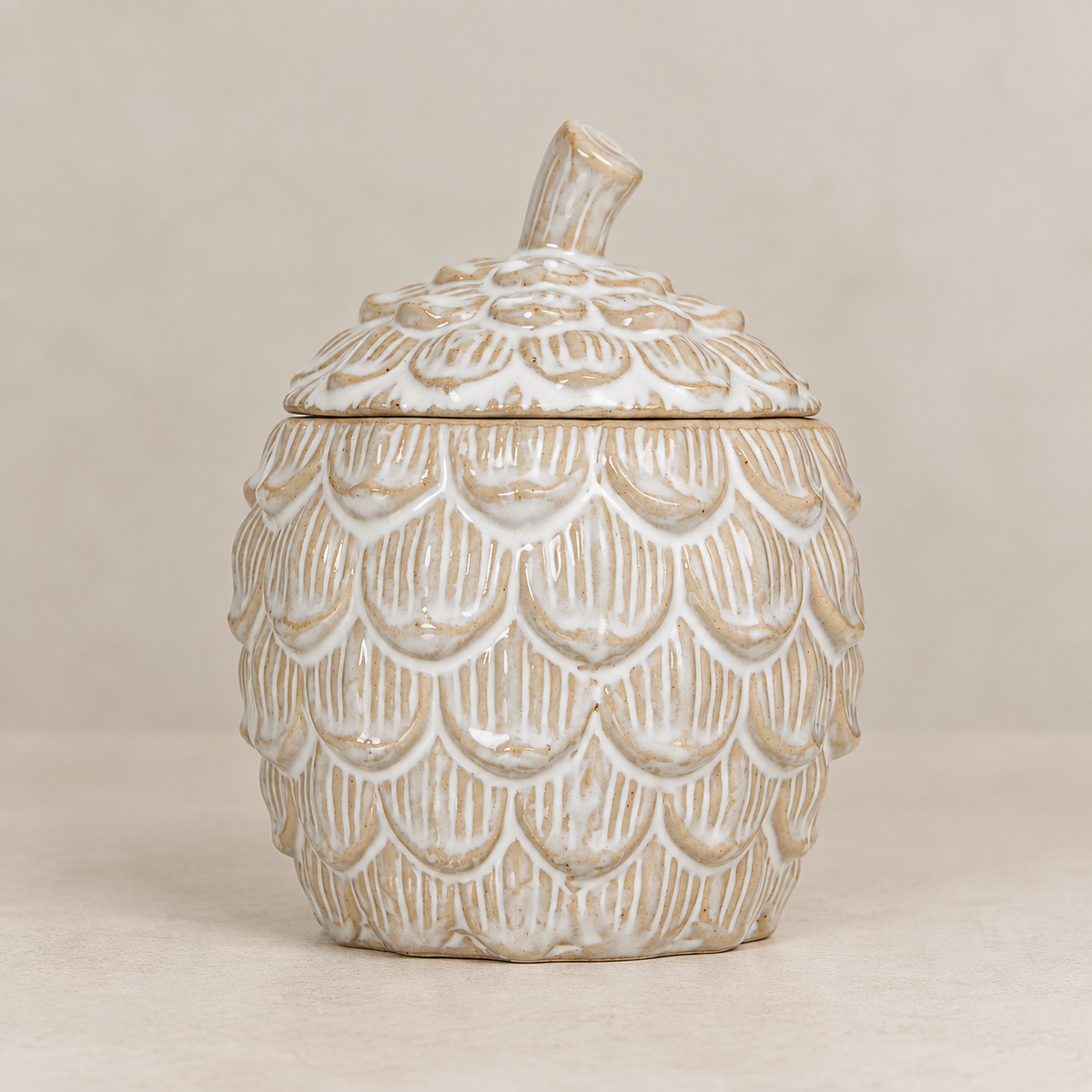 Woodland Ceramic Pinecone Trinket Pot with Lid
