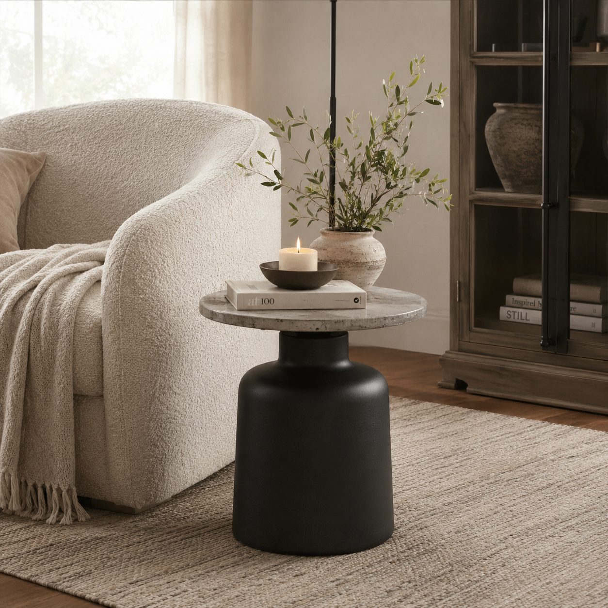 Oryn Stone Round Side Table