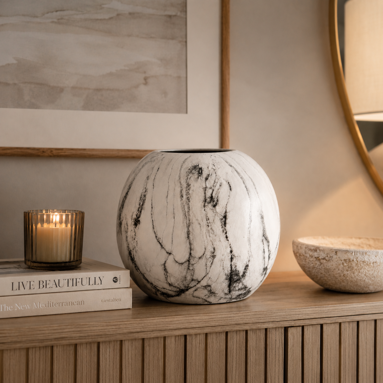 Athena Marble Effect Ceramic Vase