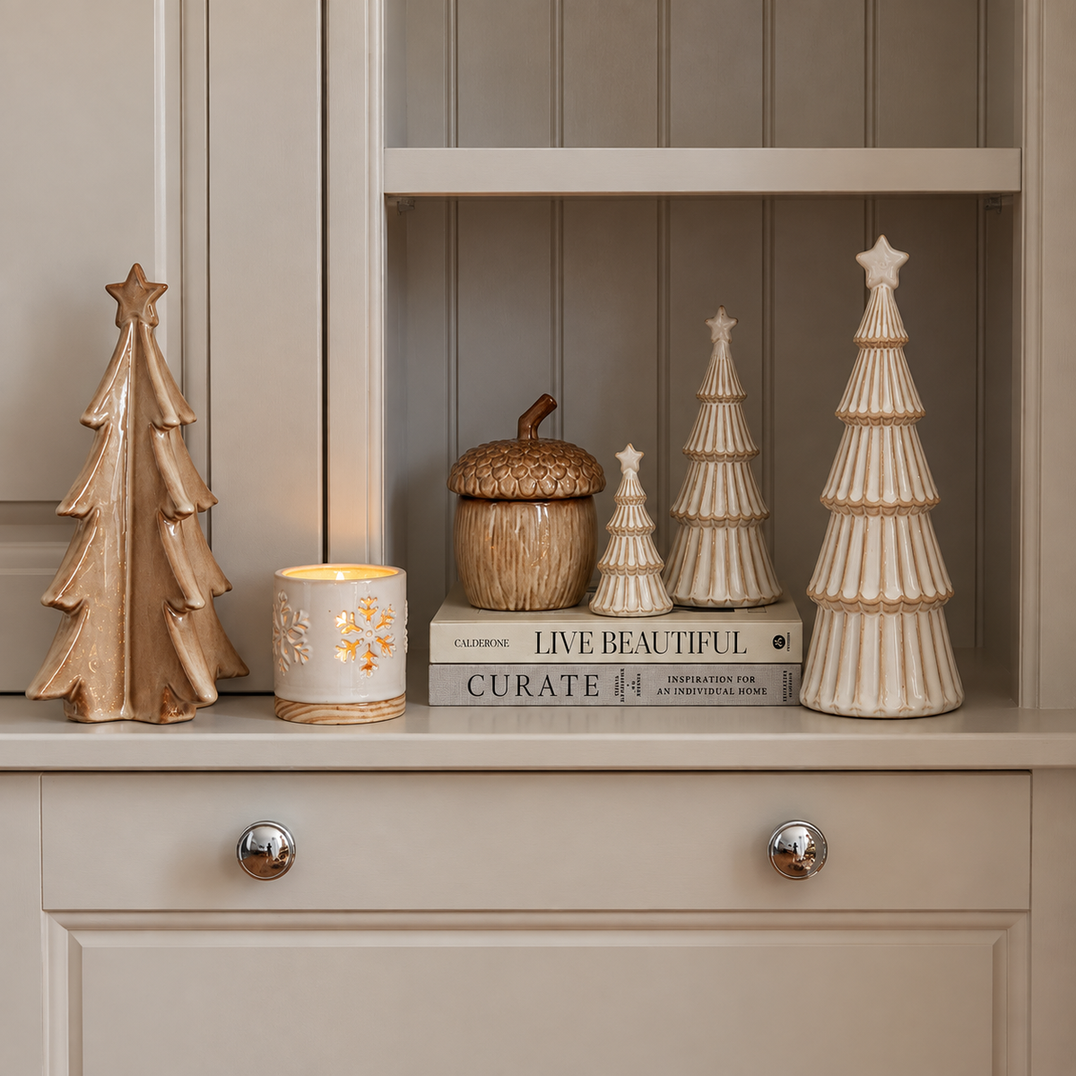 White Ceramic Christmas Tree with Star – Medium