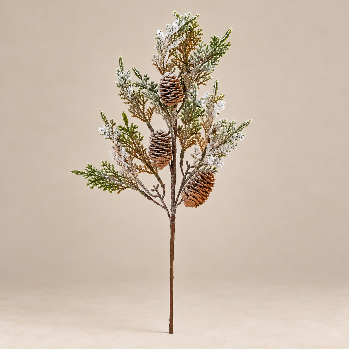 Frosted Cypress & Pinecone Branches – Set of 2