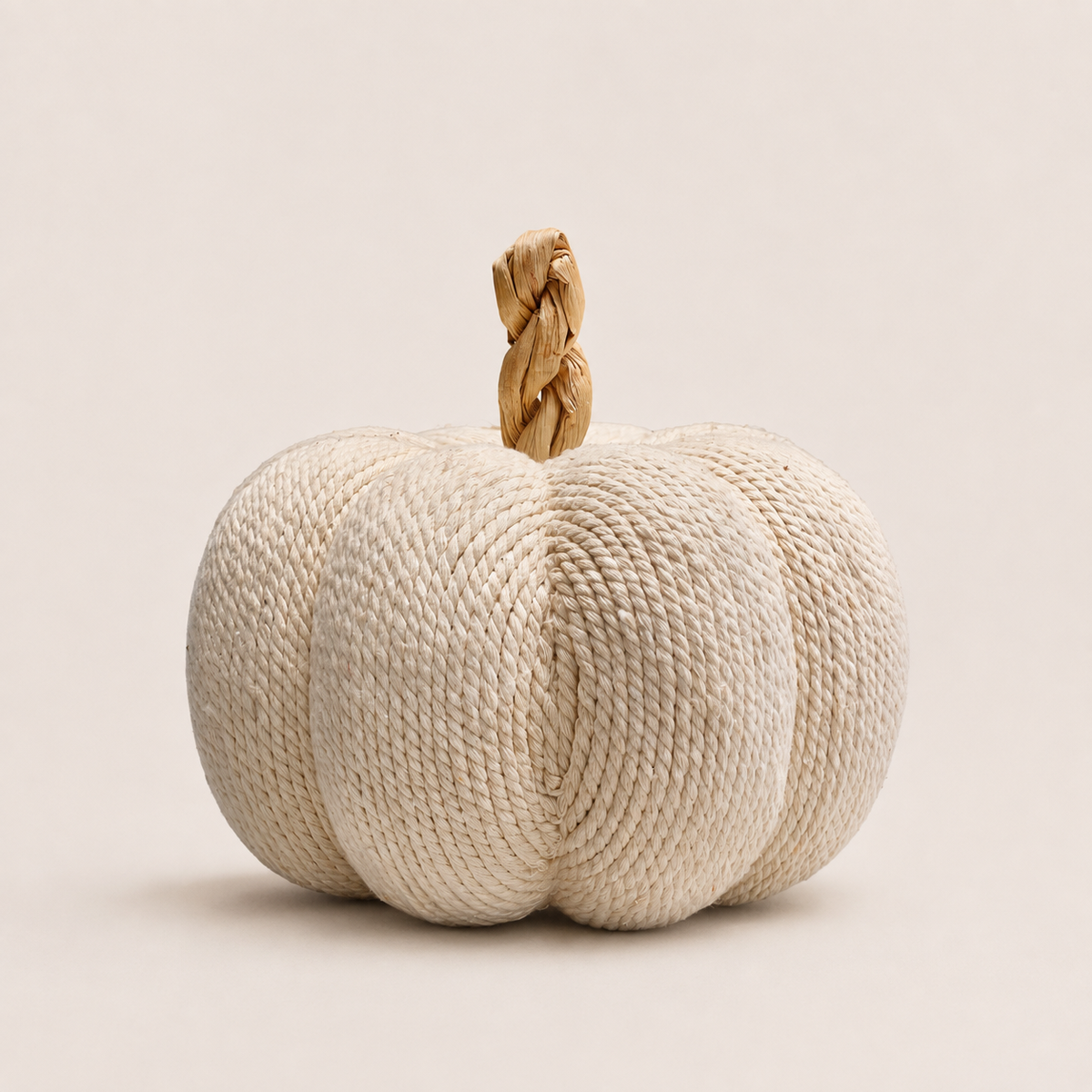 Cream Cotton and Rope Pumpkin
