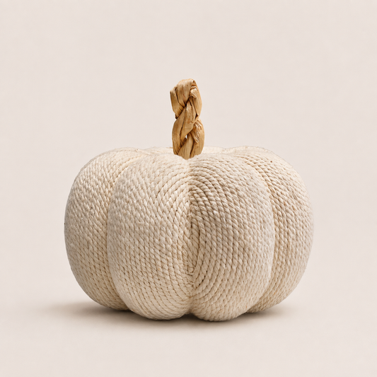 Cream Cotton and Rope Pumpkin