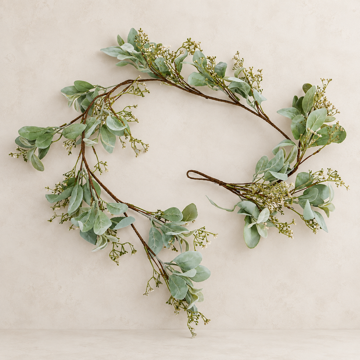 Winter Garland with Lamb’s Ear & Wax Flower – 153cm