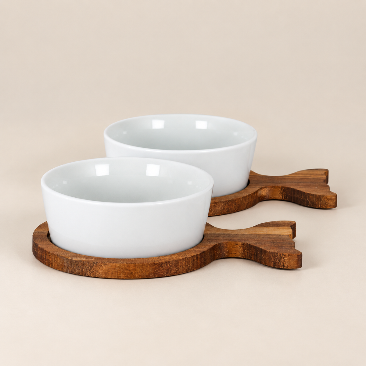 Set of 2 Acacia Fishtail Serving Bowls