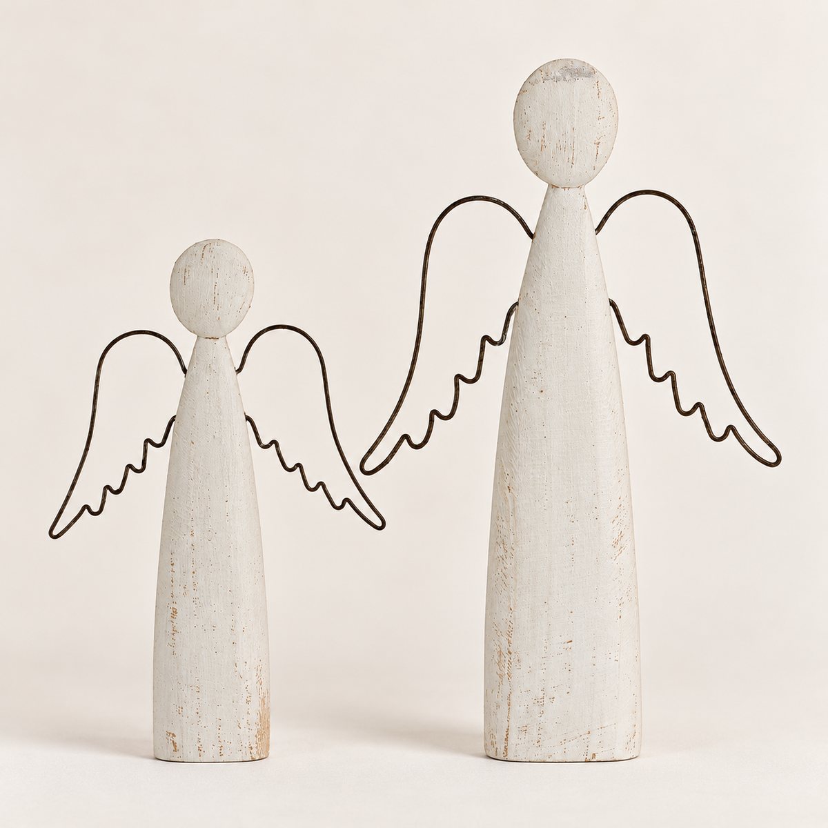 Whitewashed Rustic Standing Angel Decoration