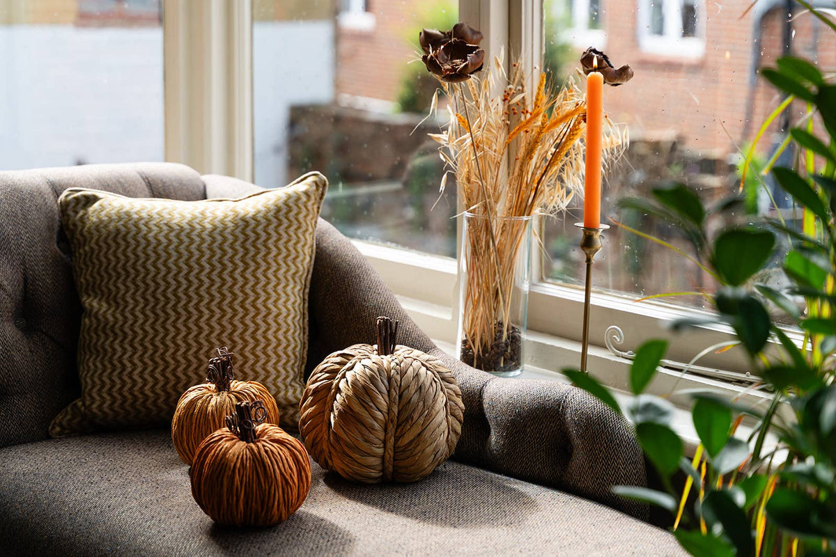 Large Plait Straw Pumpkin